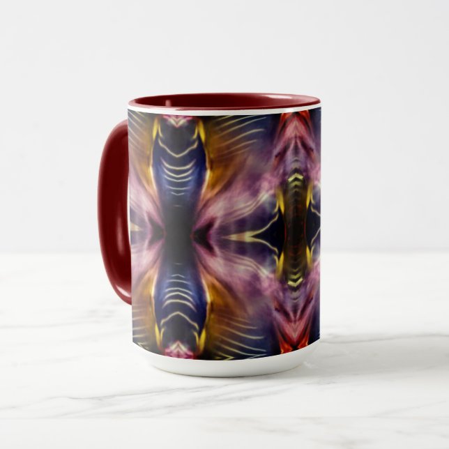 Die seidene Wiederholung in schwarz und bordeauxro Tasse (Vorderseite Links)