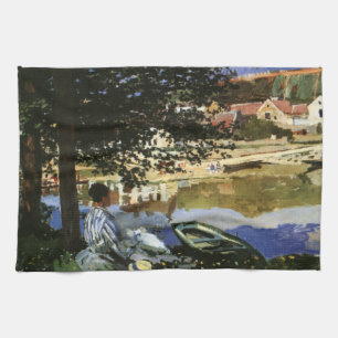 Die Seine-Bank, Bennecourt von Claude Monet Geschirrtuch