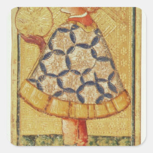 Die Seite der Münzen, von einem Satz Tarotkarten Quadratischer Aufkleber