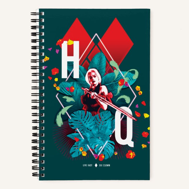 Die Selbstmordkommando | Harley Quinn Floral Diamo Notizbuch (Vorderseite)