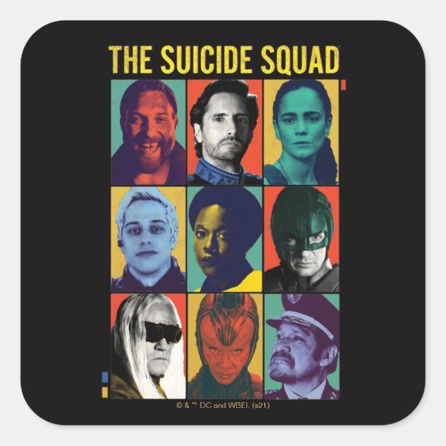 Die Selbstmordkommando | Retro Grid mit Amanda Wal Quadratischer Aufkleber (Vorderseite)