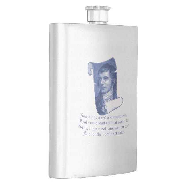Die Selkirk-Gnade Burns Night Supper Gebet Blau Flachmann (Rechts)