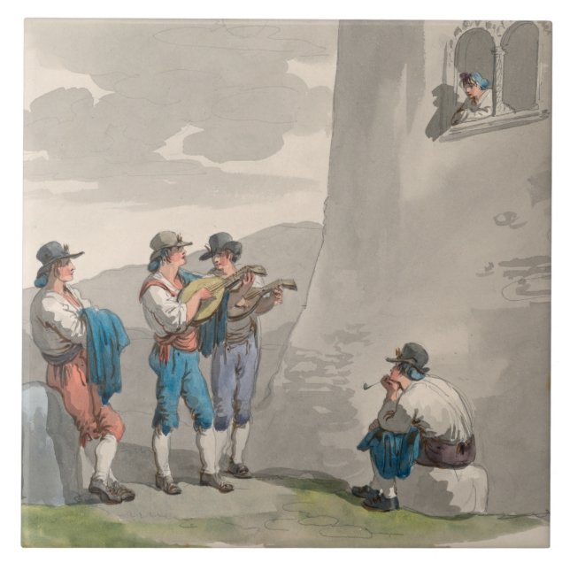 Die Serenade (Lieder der Liebe) (Romantische Szene Fliese (Vorderseite)