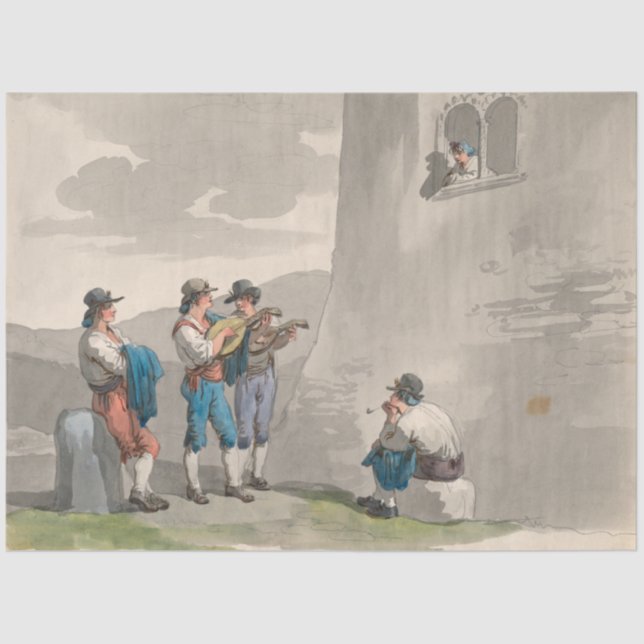 Die Serenade (Lieder der Liebe) (Romantische Szene Seidenpapier (Vorderseite)