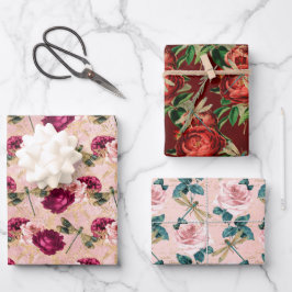 Die Serie Rose und Dragonfly (Design 2) Geschenkpapier Set