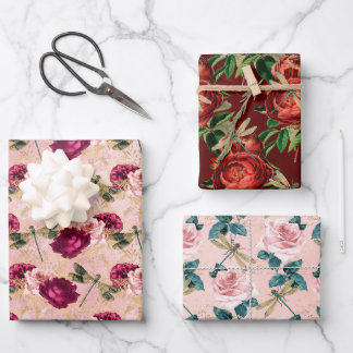 Die Serie Rose und Dragonfly (Design 2) Geschenkpapier Set