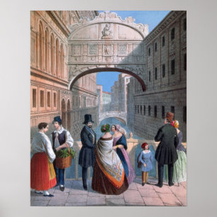 Die Seufzerbrücke, Venedig, graviert von Brizeghel Poster