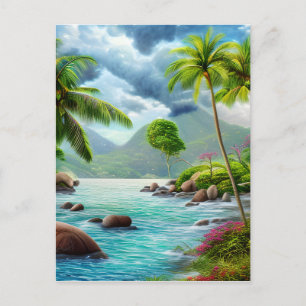 Die Seychellen sind eine Inselgruppe im Ind Postkarte
