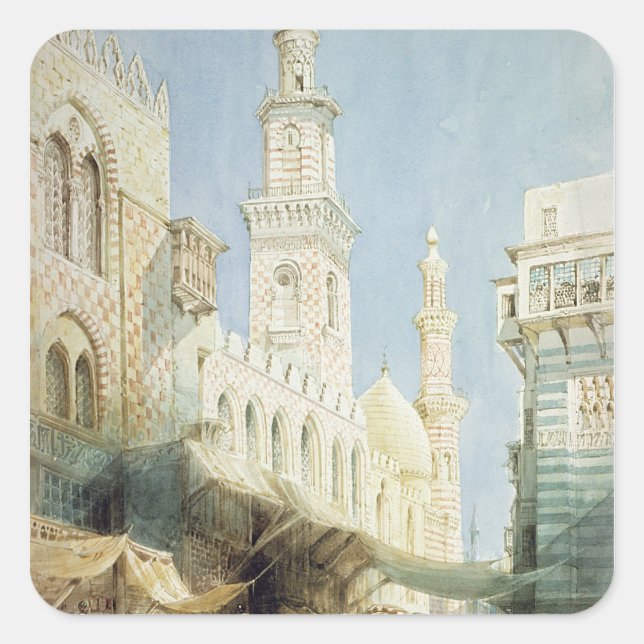 Die Sharia El Gohargiyeh, Kairo Quadratischer Aufkleber (Vorderseite)