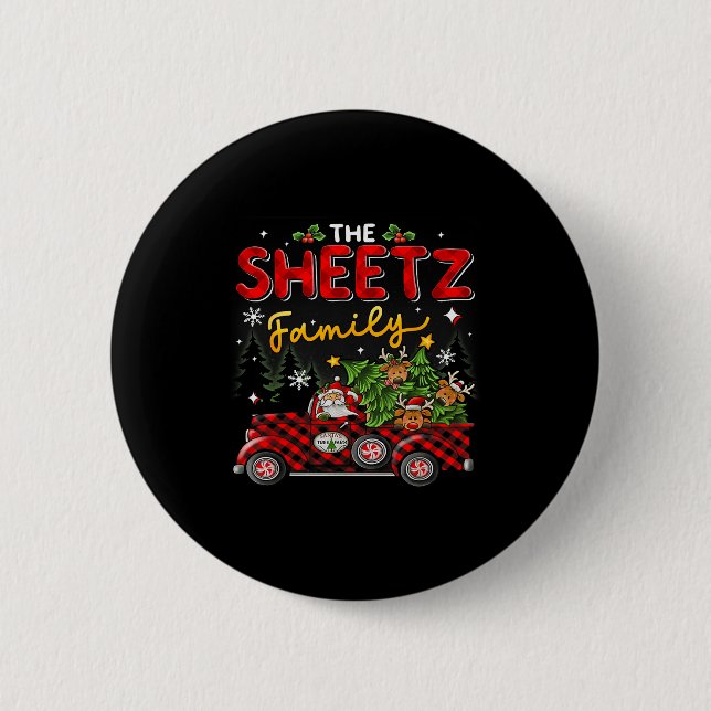 Die Sheetz-Familie Weihnachts-Pyjama-Gruppe Button (Vorderseite)