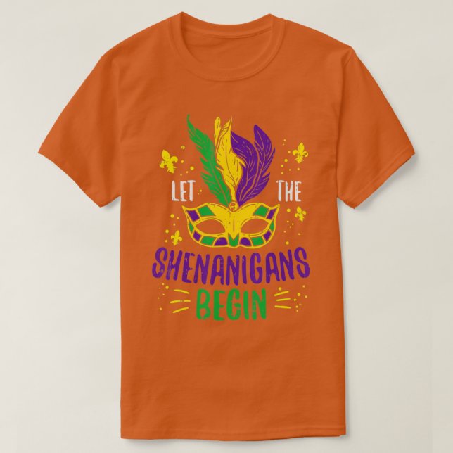 Die Shenanigans gelassen Jester Funny Mardi Gras T-Shirt (Design vorne)