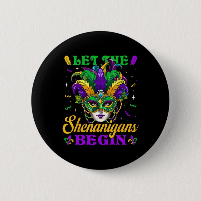 Die Shenanigans gelassen Mardi Gras Jester Mask B Button (Vorderseite)