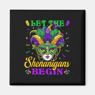 Die Shenanigans gelassen Mardi Gras Jester Mask B Magnet