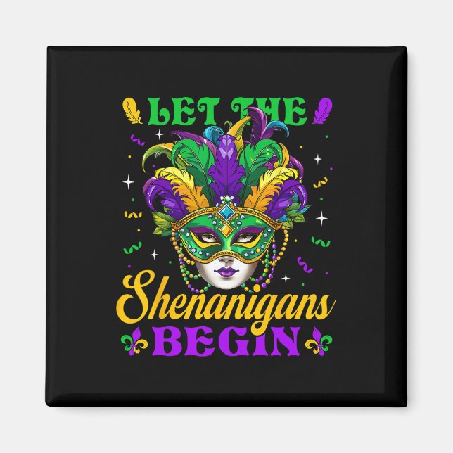 Die Shenanigans gelassen Mardi Gras Jester Mask B Magnet (Vorne)