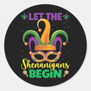 Die Shenanigans ließ Mardi Gras Happy Mardi G Runder Aufkleber