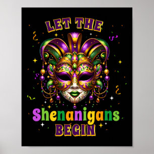 Die Shenanigans ließ Mardi Gras Maske Kinder Männe Poster