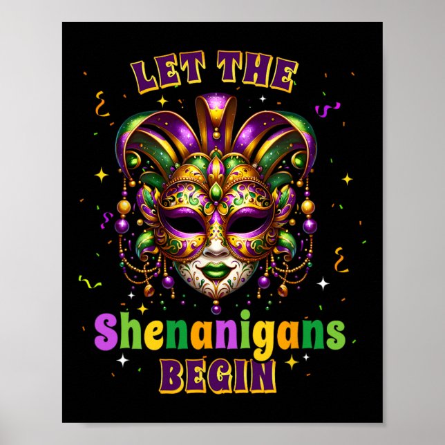 Die Shenanigans ließ Mardi Gras Maske Kinder Männe Poster (Vorne)