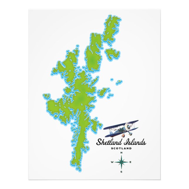 Die Shetland Islands-Karte Fotodruck (Vorne)