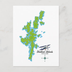 Die Shetland Islands-Karte Postkarte