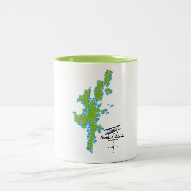 Die Shetland Islands-Karte Zweifarbige Tasse (Mittel)