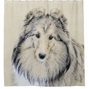 Die Shetlandinseln-Schäferhund-Malerei - niedliche Duschvorhang