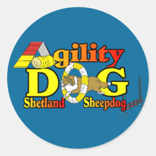 Die Shetlandinseln-Schäferhund Sheltie Agility Runder Aufkleber