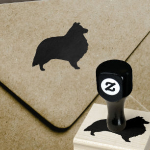 Die Shetlandinseln-Schäferhund-Silhouette Gummistempel