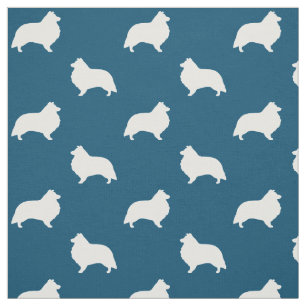 Die Shetlandinseln-Schäferhund-Silhouette-Muster Stoff