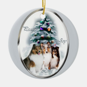 Die Shetlandinseln-Schäferhund-Weihnachtsgeschenk Keramikornament
