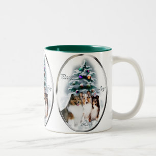 Die Shetlandinseln-Schäferhund-Weihnachtsgeschenk Zweifarbige Tasse