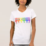 Die Shirts Regenbogen glücklicher Chanukah Frauen<br><div class="desc">Glückliches Chanukah in einer Linie von Regenbogen chanukiot (menorahs). Ein jüdischer Feiertagsentwurf für Chanukah.</div>