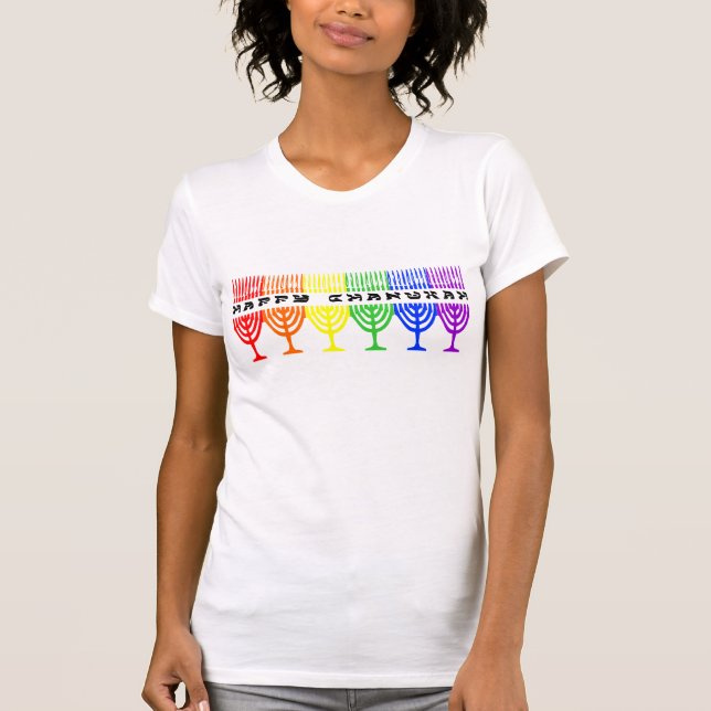 Die Shirts Regenbogen glücklicher Chanukah Frauen (Vorderseite)