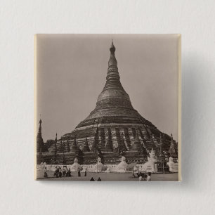 Die Shwedagon Pagode in Rangun, Birma, c.1860 Button