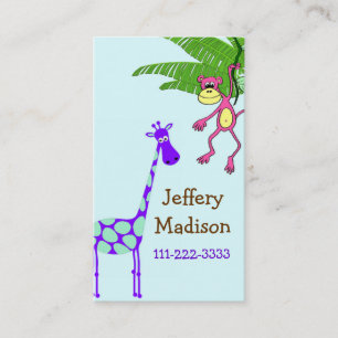 Die Sicherheits-Karte des Affe-und Giraffen-Kindes Visitenkarte