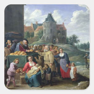 Die sieben Akte der Barmherzigkeit Quadratischer Aufkleber