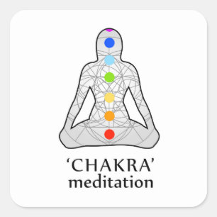 Die sieben chakras mit ihren jeweiligen Farben Quadratischer Aufkleber