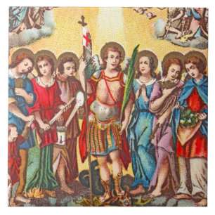 Die Sieben Erzengel (CP 001; Chromolithografie) Fliese