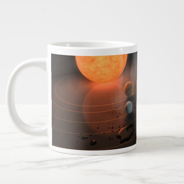 Die sieben Planeten von Trappist-1 sind im Orbit u Jumbo-Tasse (Links)