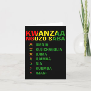 Die sieben Prinzipien von Kwanza - Nguzo Saba Karte