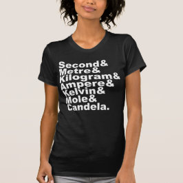 Die sieben SI-Basiseinheiten und -messungen in der T-Shirt
