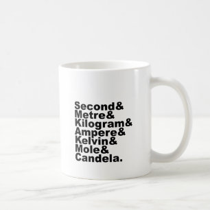 Die sieben SI-Basiseinheiten und -messungen in der Tasse