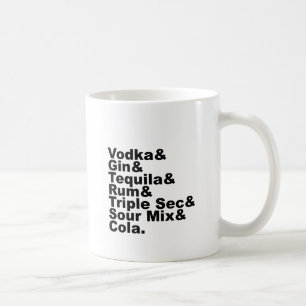 Die sieben Zutaten in einem Long Island Eistee Tasse