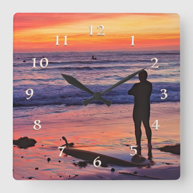 DIE SIEBTE WELLE QUADRATISCHE WANDUHR (Vorderseite)