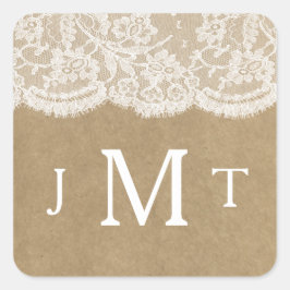 Die Siegel der Kraft & Lace Wedding Collection Quadratischer Aufkleber