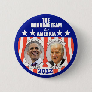 Die Siegermannschaft für Amerika: Obama u. Biden Button