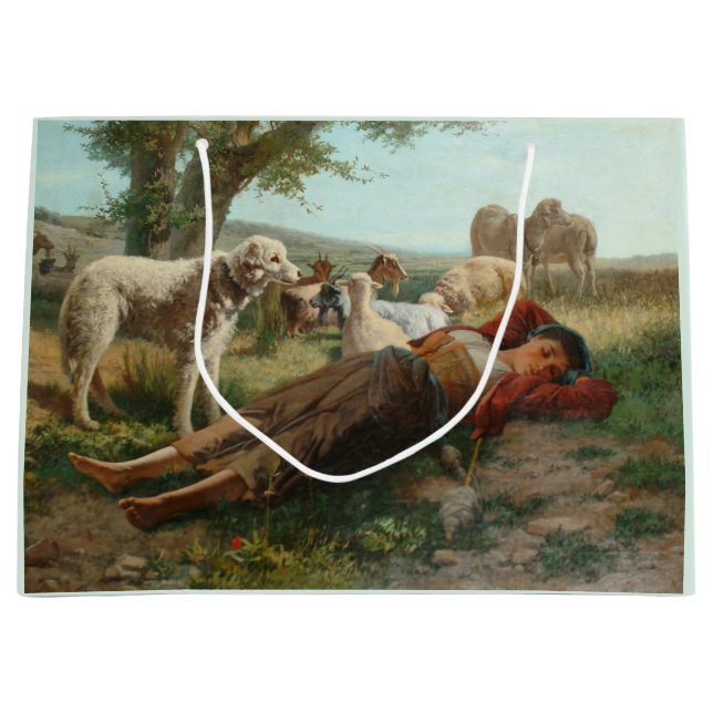 Die Siesta des Goatherder Girl's (von Carlo Ademol Große Geschenktüte (Vorderseite)