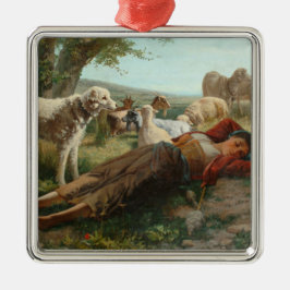 Die Siesta des Goatherder Girl's (von Carlo Ademol Ornament Aus Metall
