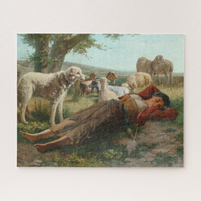 Die Siesta des Goatherder Girl's (von Carlo Ademol Puzzle (Horizontal)