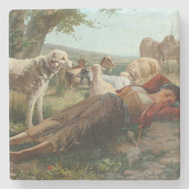Die Siesta des Goatherder Girl's (von Carlo Ademol Steinuntersetzer (Vorderseite)