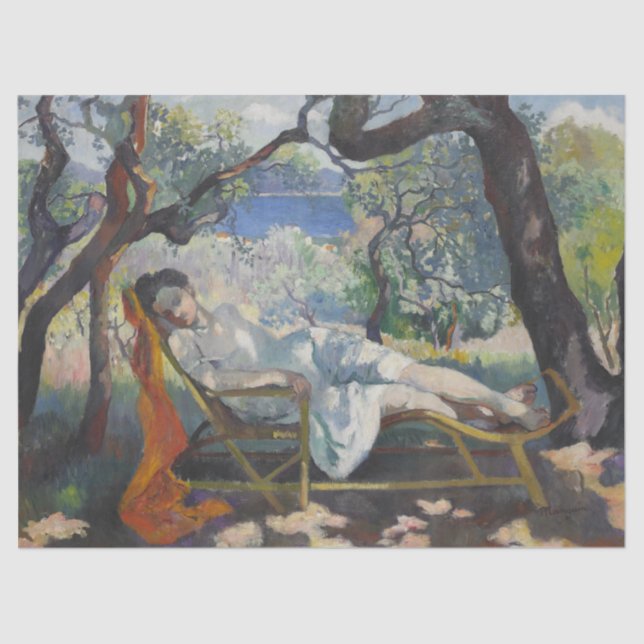 Die Siesta (Jeanne, die in einem Schaukelstuhl ruh Seidenpapier (Vorderseite)